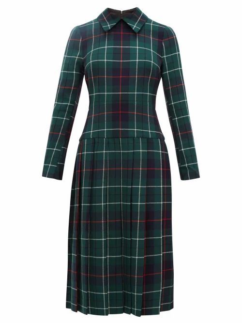 Duncan - Tartan Pleated Wool-twill Dress - Womens - Multi