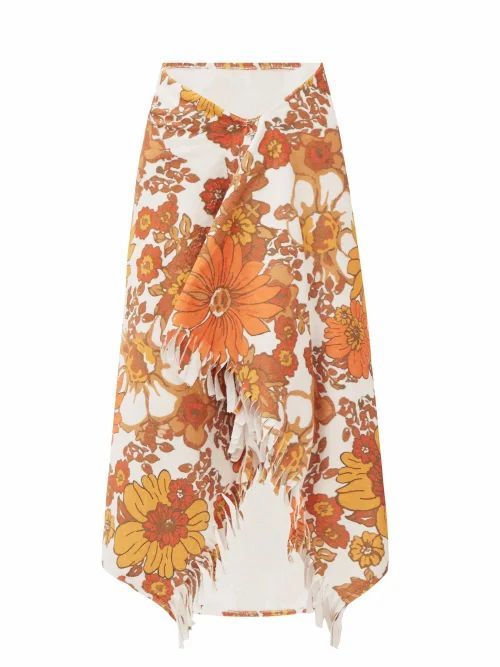 Dodo Bar Or - Alice Floral-print Cotton-blend Terry Skirt - Womens - Brown Print