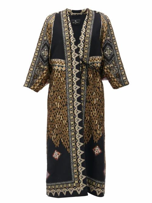 Etro - Campeiro Wool-blend Brocade Coat - Womens - Black Gold