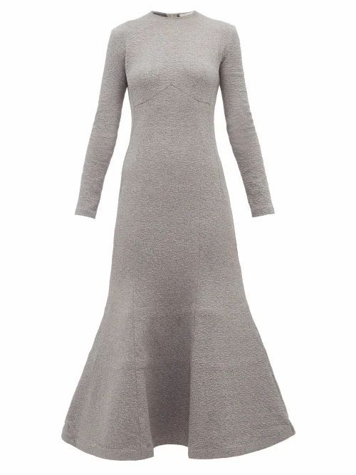 Vika Gazinskaya - Trumpet-hem Cotton-blend Midi Dress - Womens - Grey