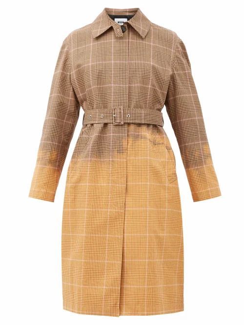 MSGM - Faded Checked Single-breasted Cotton Trench Coat - Womens - Beige Multi