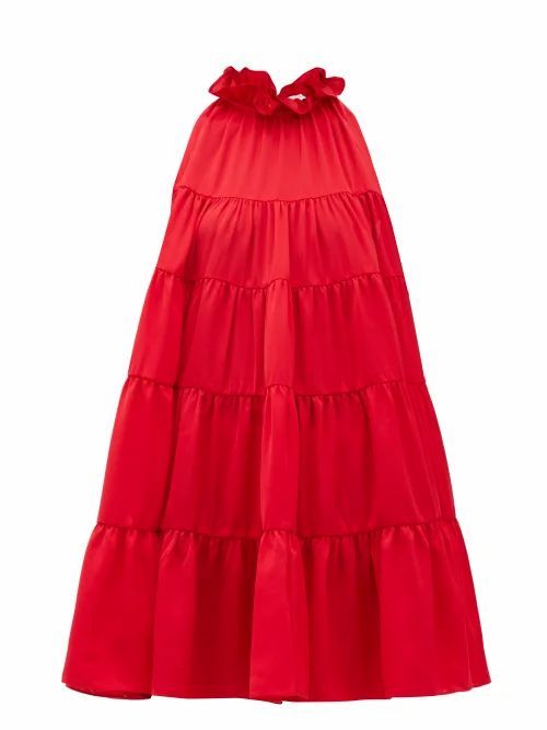 Rhode - Billy Tiered Satin Mini Dress - Womens - Red