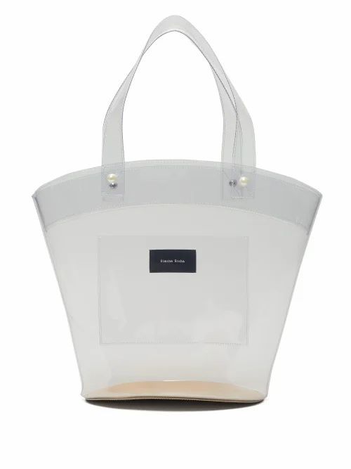 Simone Rocha - Logo-patch Pvc Bucket Bag - Womens - Clear