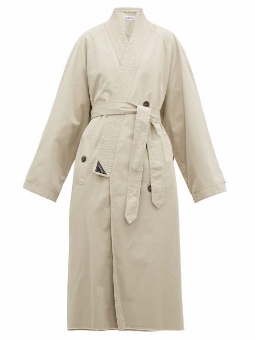 Balenciaga - Judo Cotton-gabardine Trench Coat - Womens - Beige