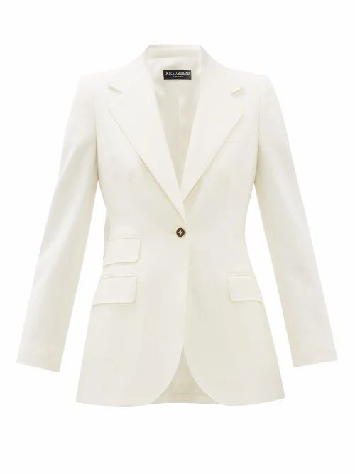 Dolce & Gabbana - Single-breasted Wool-blend Crepe Suit Jacket - Womens - White
