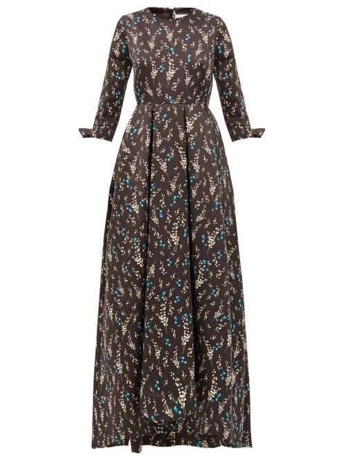 Helenium Willow Ditsy-print Gown - Womens - Black Blue
