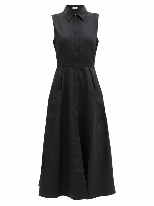 Sleeveless Cotton-sateen Shirt Dress - Womens - Black