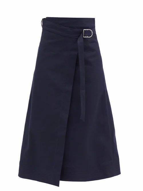 Linda A-line Cotton-canvas Wrap Skirt - Womens - Navy
