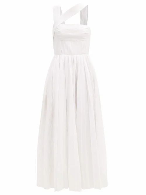 Norah Asymmetric Pleated Linen Dress - Womens - Ivory