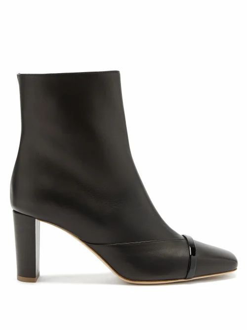 Malone Souliers - Lori Square-toe Leather Ankle Boots - Womens - Black