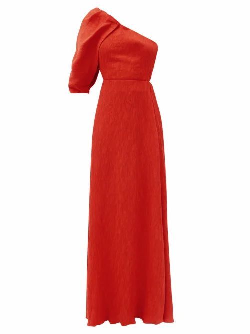 Lava Shimmering Blush One-shoulder Cloqué Dress - Womens - Red