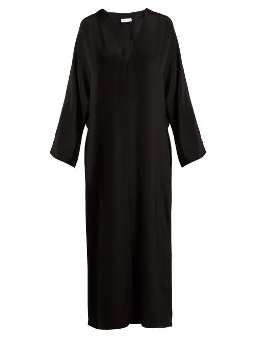 Raey - Kimono-sleeve Silk Beach Dress - Womens - Black