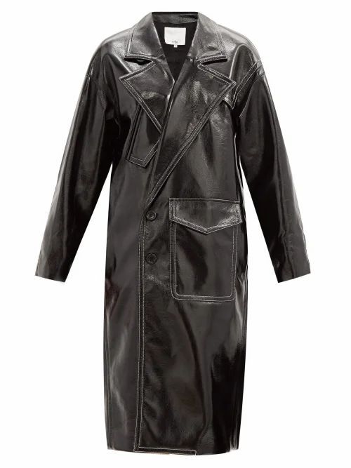 Tibi - Faux Patent-leather Cocoon Coat - Womens - Black