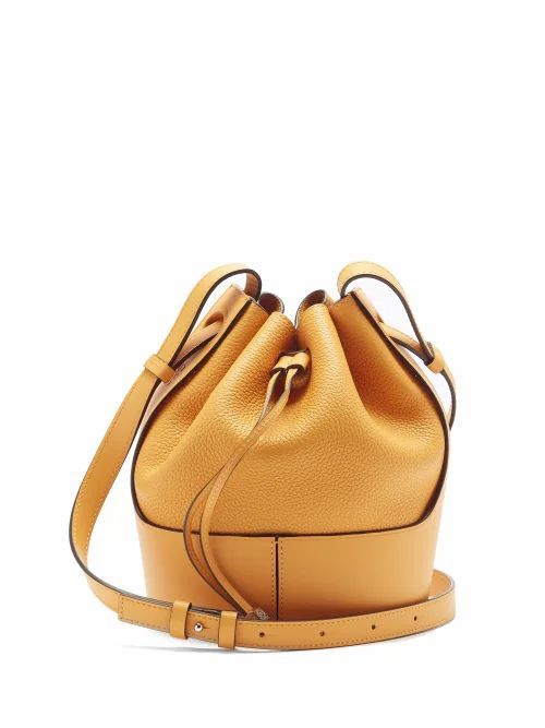 Loewe - Balloon Small Grained-leather Bucket Bag - Womens - Yellow