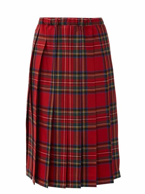 Comme Des Garçons Girl - Tartan Pleated-wool Skirt - Womens - Red