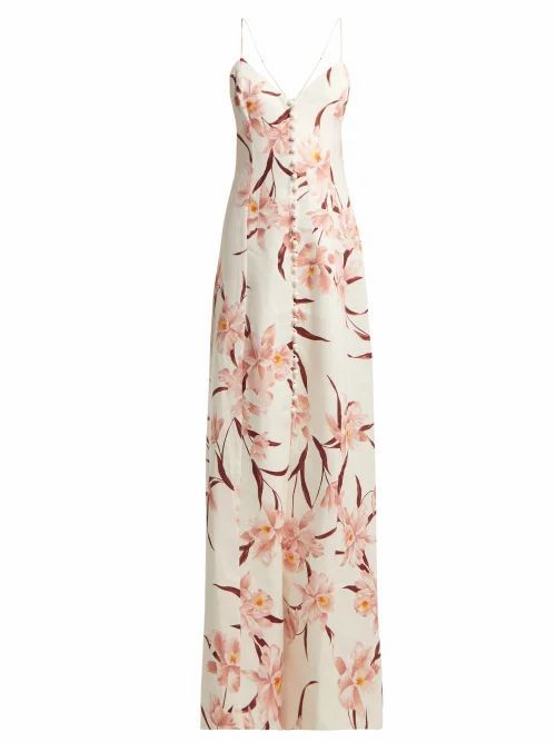 Zimmermann - Corsage Floral-print Linen Dress - Womens - Cream Print