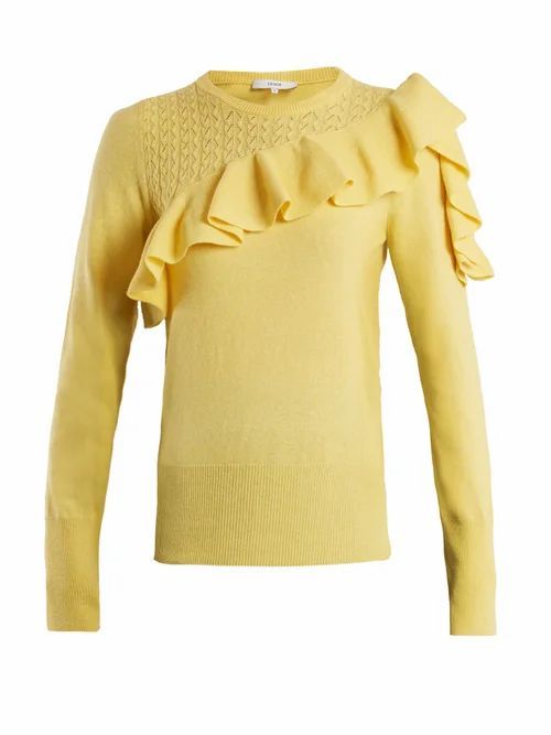 Erdem - Dharma Ruffle-trimmed Knit Sweater - Womens - Yellow