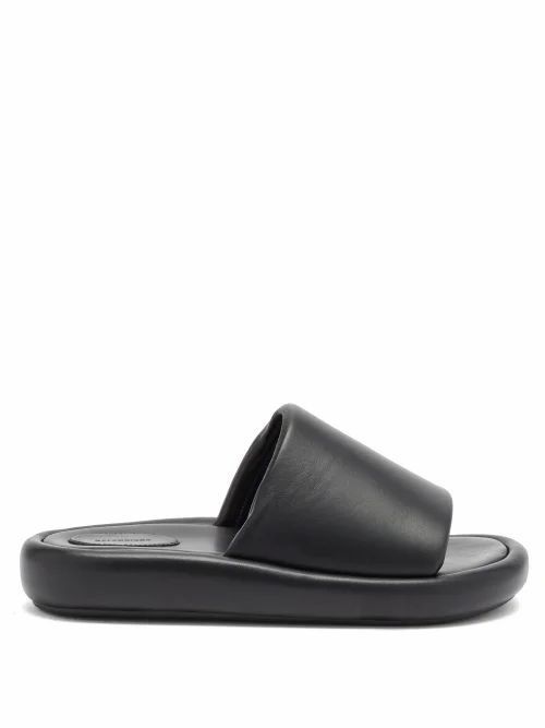 Balenciaga - Padded Leather Slides - Womens - Black