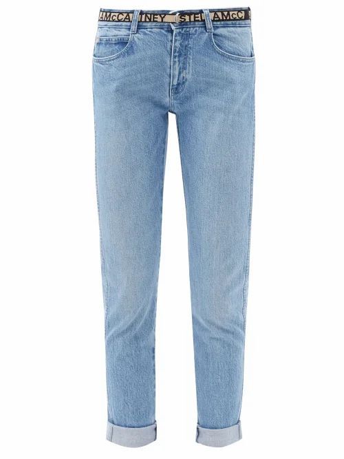 Stella Mccartney - Belted Mid-rise Cropped-leg Jeans - Womens - Light Blue