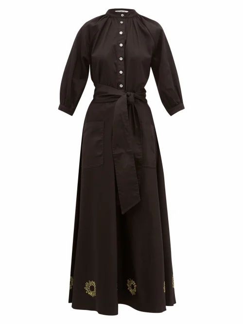 Àcheval Pampa - Argentina Sun-embroidered Cotton-blend Dress - Womens - Black