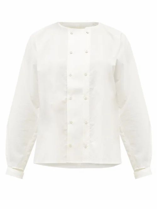 Toogood - The Chef Collarless Cotton-poplin Shirt - Womens - Ivory