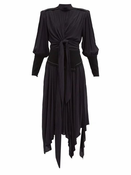 Proenza Schouler - Handkerchief-hem Crepe Dress - Womens - Navy Black