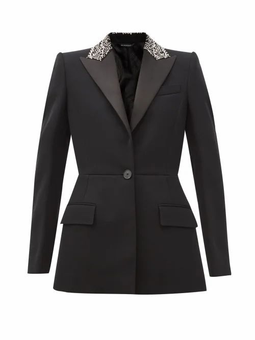 Givenchy - Crystal-embellished Wool-barathea Suit Jacket - Womens - Black