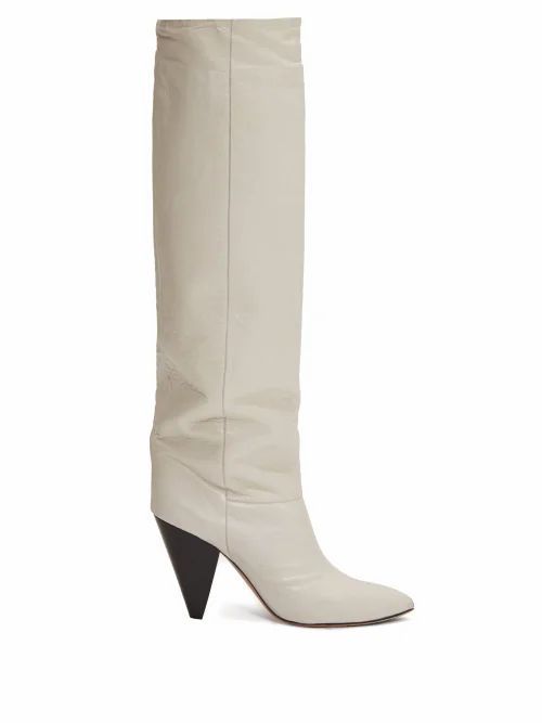 Isabel Marant - Loens Slouchy Knee-high Leather Boots - Womens - White