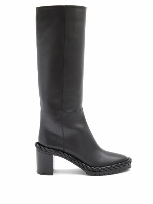 Valentino Garavani - The Rope Leather Boots - Womens - Black