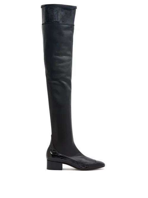 Loewe - Over-the-knee Leather Boots - Womens - Black