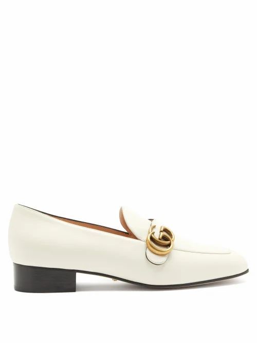 Gucci - Marmont Gg Leather Loafers - Womens - Cream