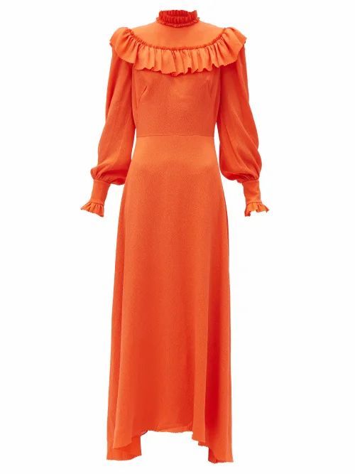 The Vampire's Wife - The Firefly Ruffled Silk-blend Dress - Womens - Orange