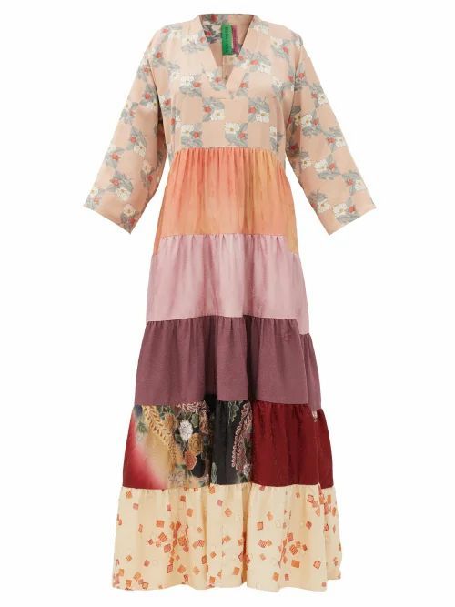 Vintage Silk-satin Dress - Womens - Multi