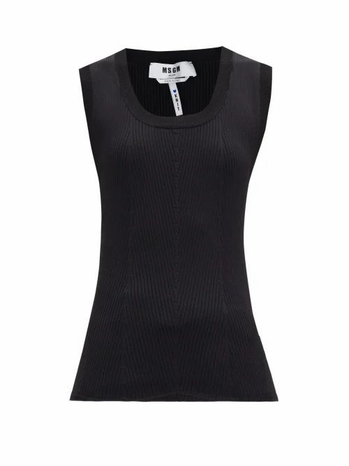 MSGM - Scoop-neck Ribbed-jersey Tank Top - Womens - Black