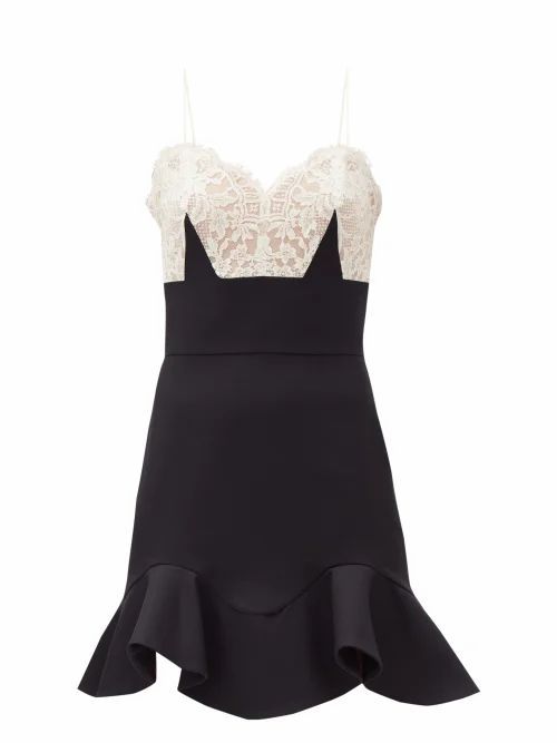 Alexander Mcqueen - Lace And Silk Mini Dress - Womens - Black White