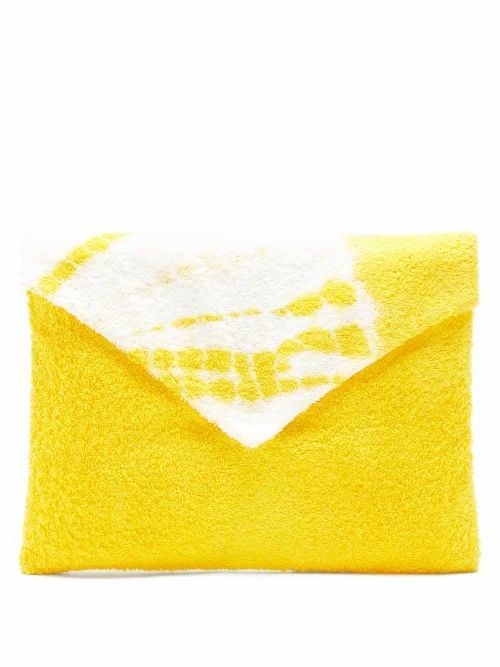 Kilometre Paris - Tie-dye Cotton-terry Envelope Pouch - Womens - Yellow Multi