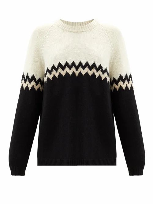 Sara Lanzi - Zigzag Alpaca-blend Sweater - Womens - Black Cream