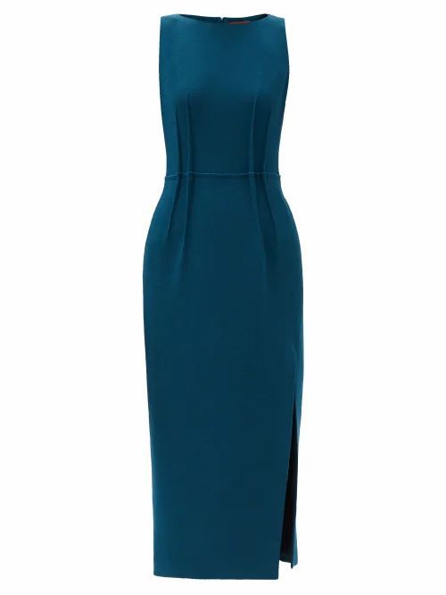 Altuzarra - Ethel Side-slit Wool Dress - Womens - Blue