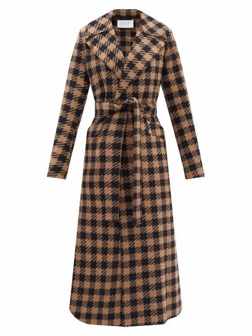 Harris Wharf London - Gingham Wool-blend Trench Coat - Womens - Brown Multi