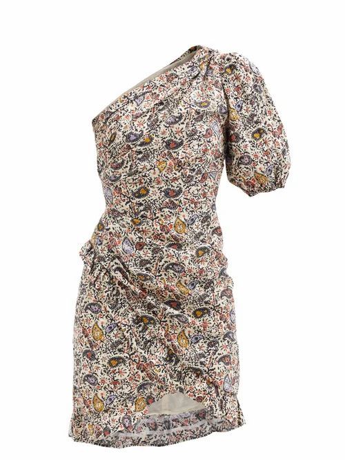 Isabel Marant Étoile - Esthera Asymmetric Printed Cotton-poplin Dress - Womens - Ivory
