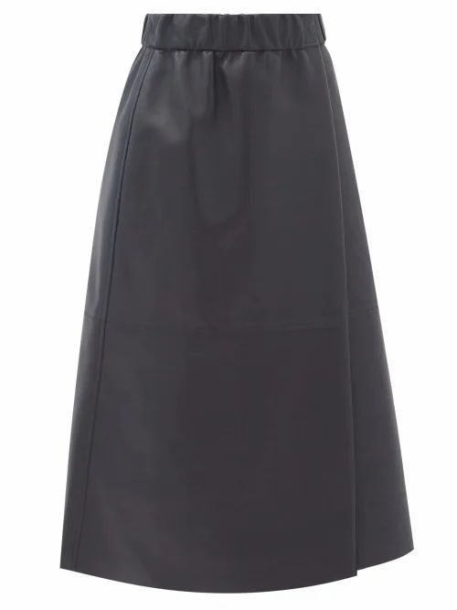 Acne Studios - Leilani Elasticated-waist Leather Wrap Skirt - Womens - Navy
