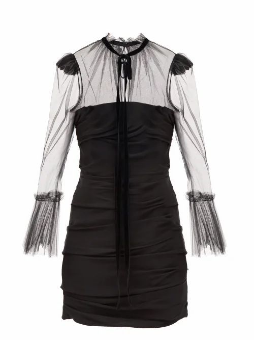 Khaite - Jonah Tie-neck Silk-georgette Mini Dress - Womens - Black