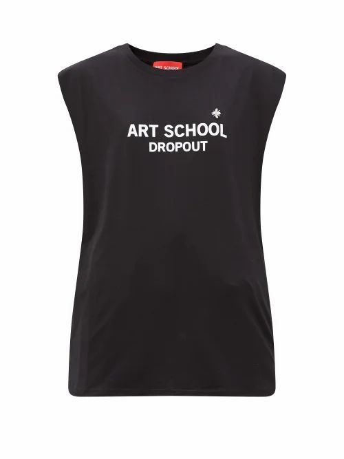Art School - Logo-print Cotton-jersey Vest - Womens - Black White