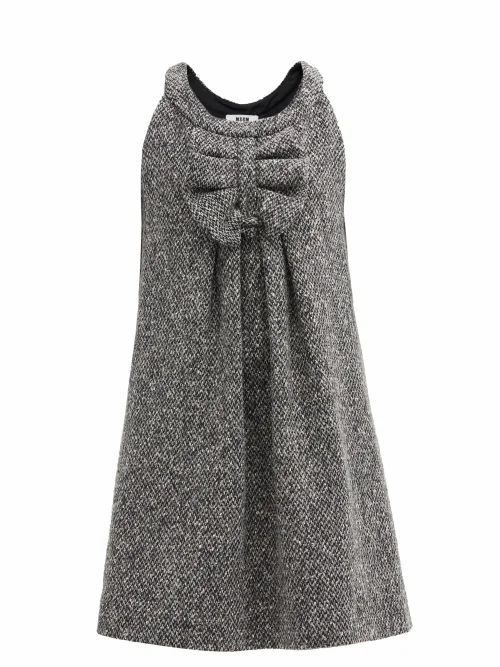 MSGM - Bow Wool-tweed Mini Dress - Womens - Grey