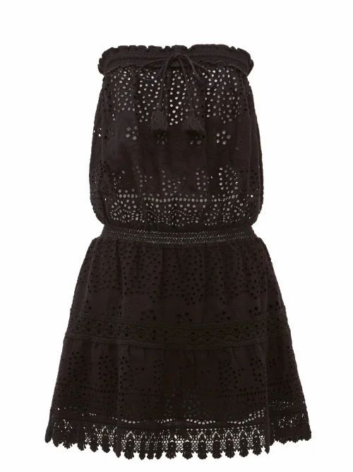 Melissa Odabash - Iris Bandeau Crocheted Cotton-poplin Dress - Womens - Black