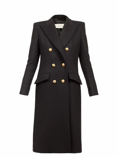 Alexandre Vauthier - Double-breasted Wool Longline Coat - Womens - Black