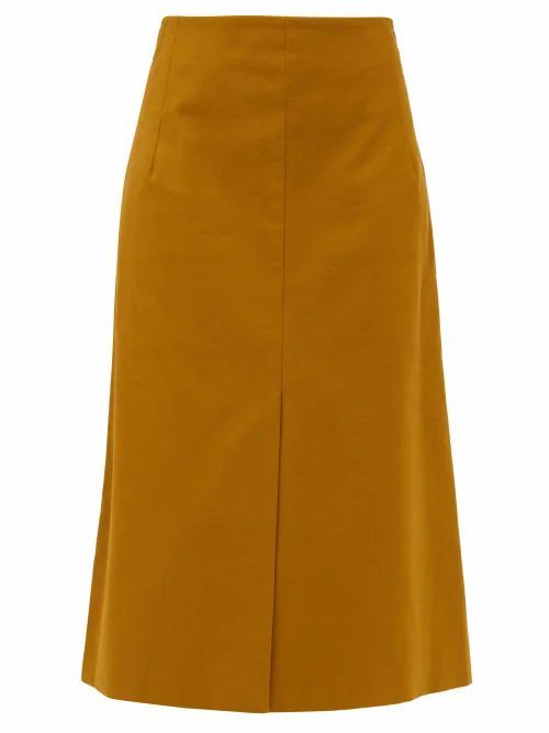 Sea - Marianne Front-slit Cotton Midi Skirt - Womens - Green