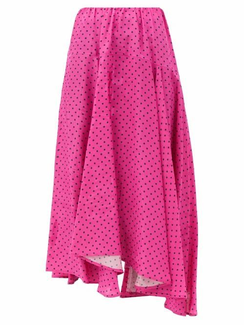 Polka-dot Jersey Midi Skirt - Womens - Pink Print