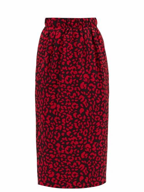 No. 21 - High-rise Leopard-jacquard Twill Skirt - Womens - Red Multi
