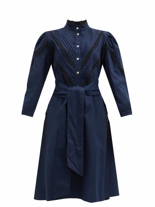 Àcheval Pampa - Yegua Cotton-blend Crepe Shirt Dress - Womens - Navy